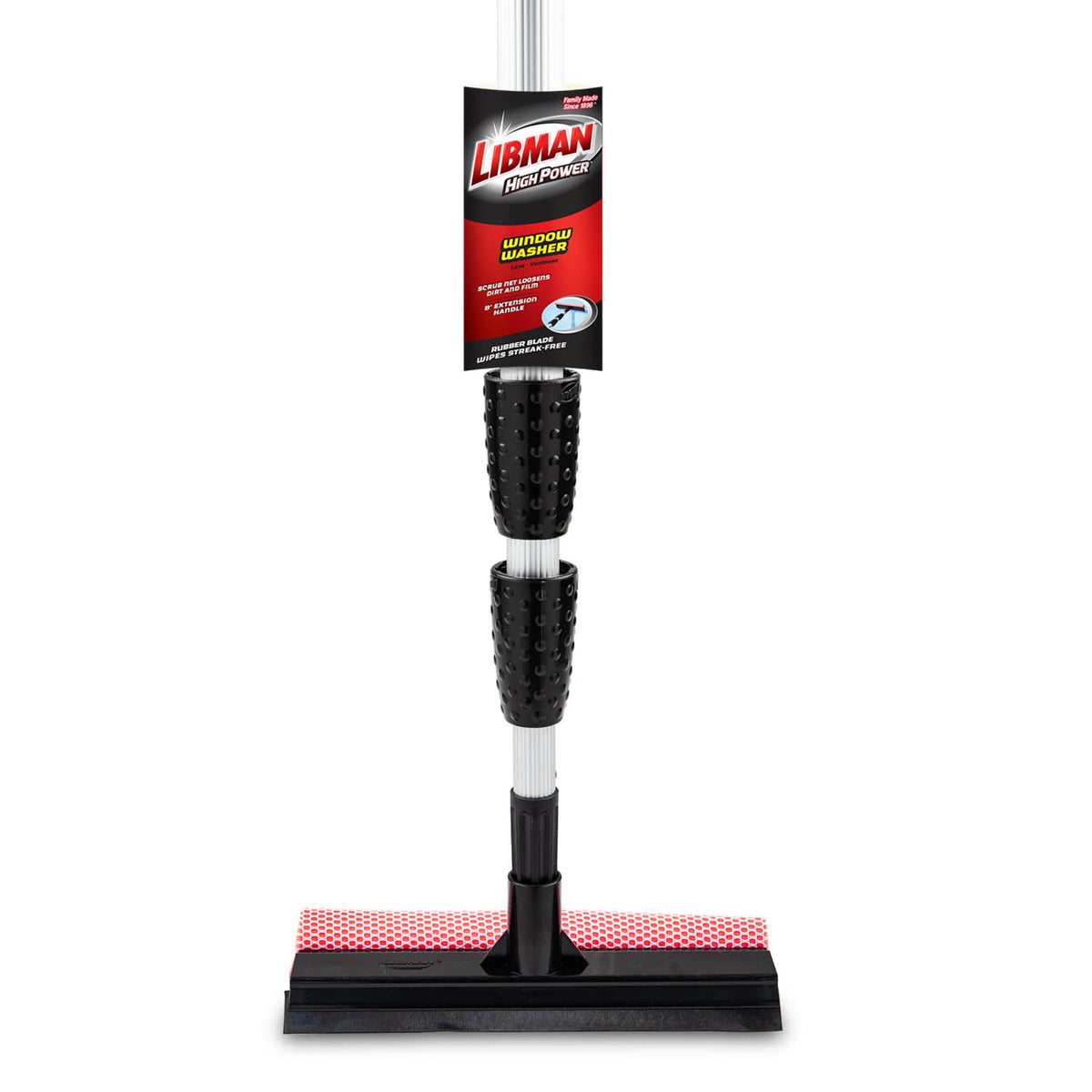 Libman Black and Red Telescopic Window Washer Squeegee and Sponge Combination Assembled Height 96"