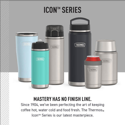 Thermos Vacuum Insulated Food Jar w/ Folding Spoon, 24oz, Matte Stainless, Well Suited to Hot or Cold Meals Away from Home, Made for Portable Food Storage