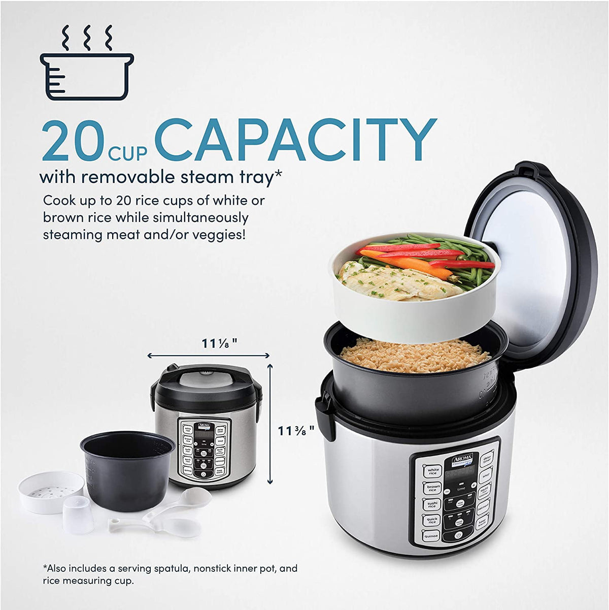 AROMA® Professional 20-Cup (Cooked) / 5Qt. Digital Rice & Grain Multicooker, New, ARC-5000SB
