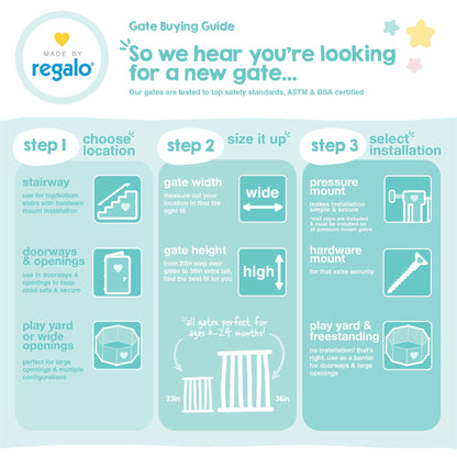 Regalo 2-in-1 Extra Tall Easy Swing Stairway and Hallway Walk Through Baby Gate, White, 38 Inch