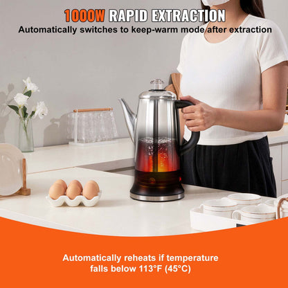 KFFKFF 12-Cup Electric Percolator Coffee Pot Stainless Steel Coffee Maker Silver