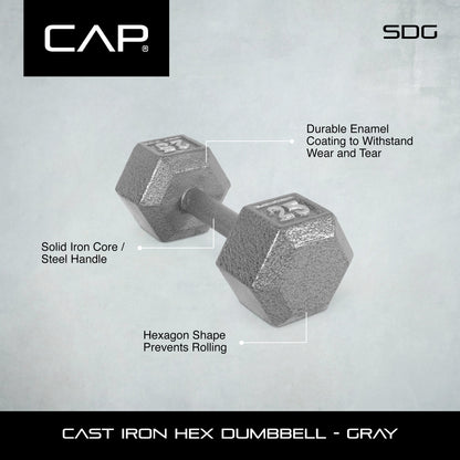 CAP Barbell 35lb Cast Iron Hex Dumbbell, Single