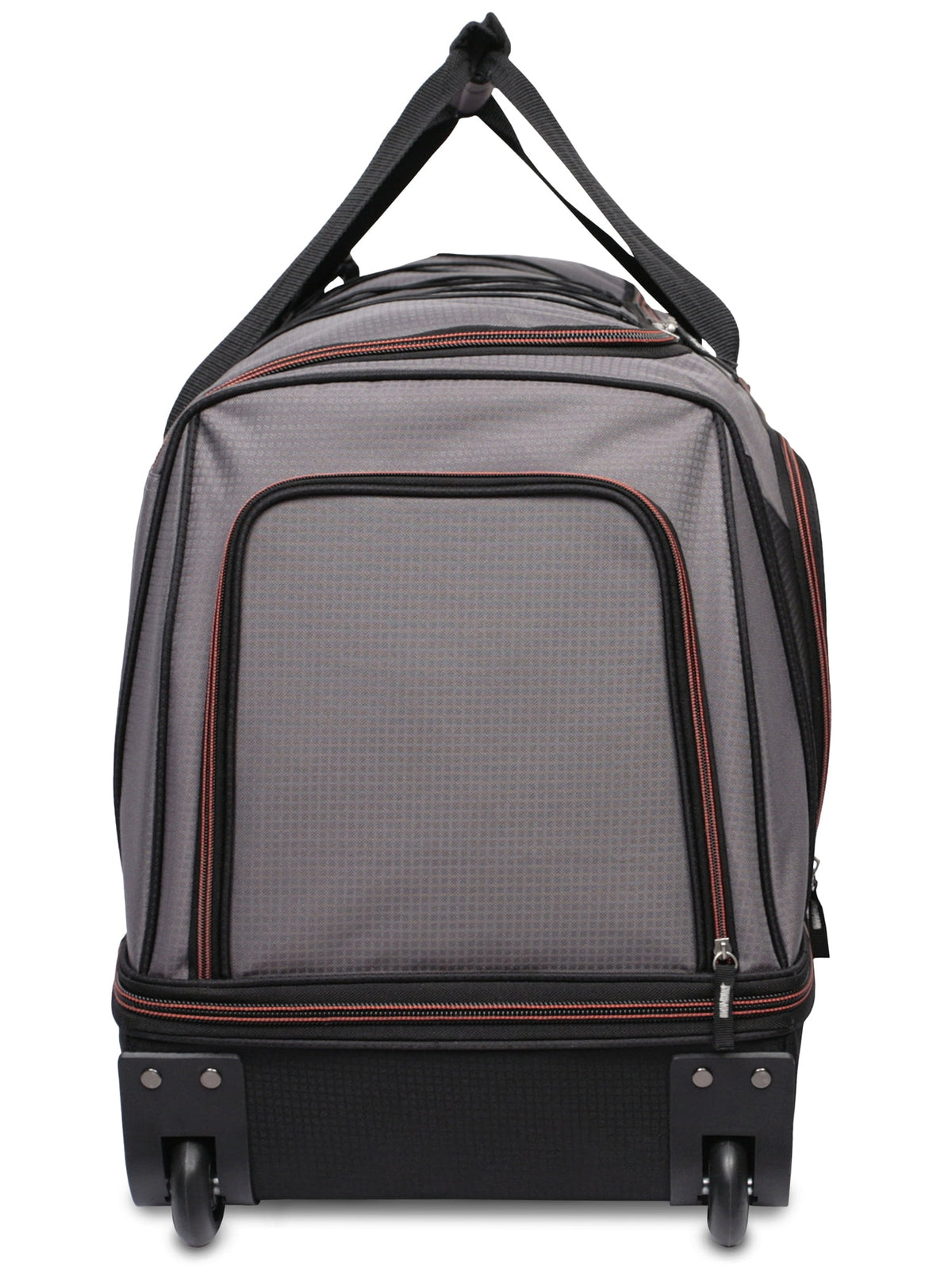 Protege 30 in Rolling Drop-Bottom Carry On Duffel Bag for Travel, Black and Gray