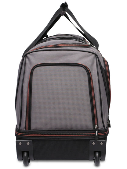 Protege 30 in Rolling Drop-Bottom Carry On Duffel Bag for Travel, Black and Gray