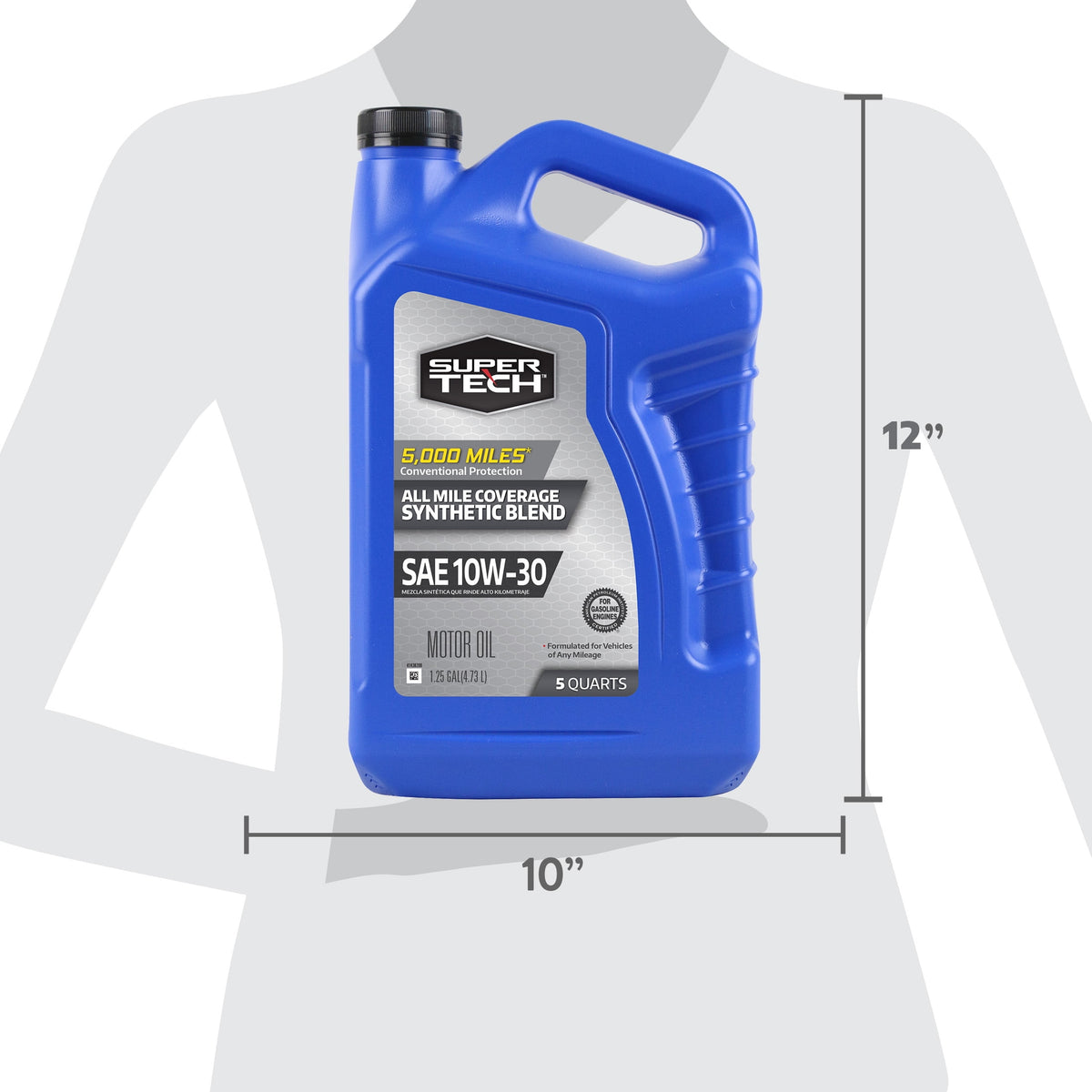 (2 pack) Super Tech All Mileage Synthetic Blend Motor Oil SAE 10W-30, 5 Quarts