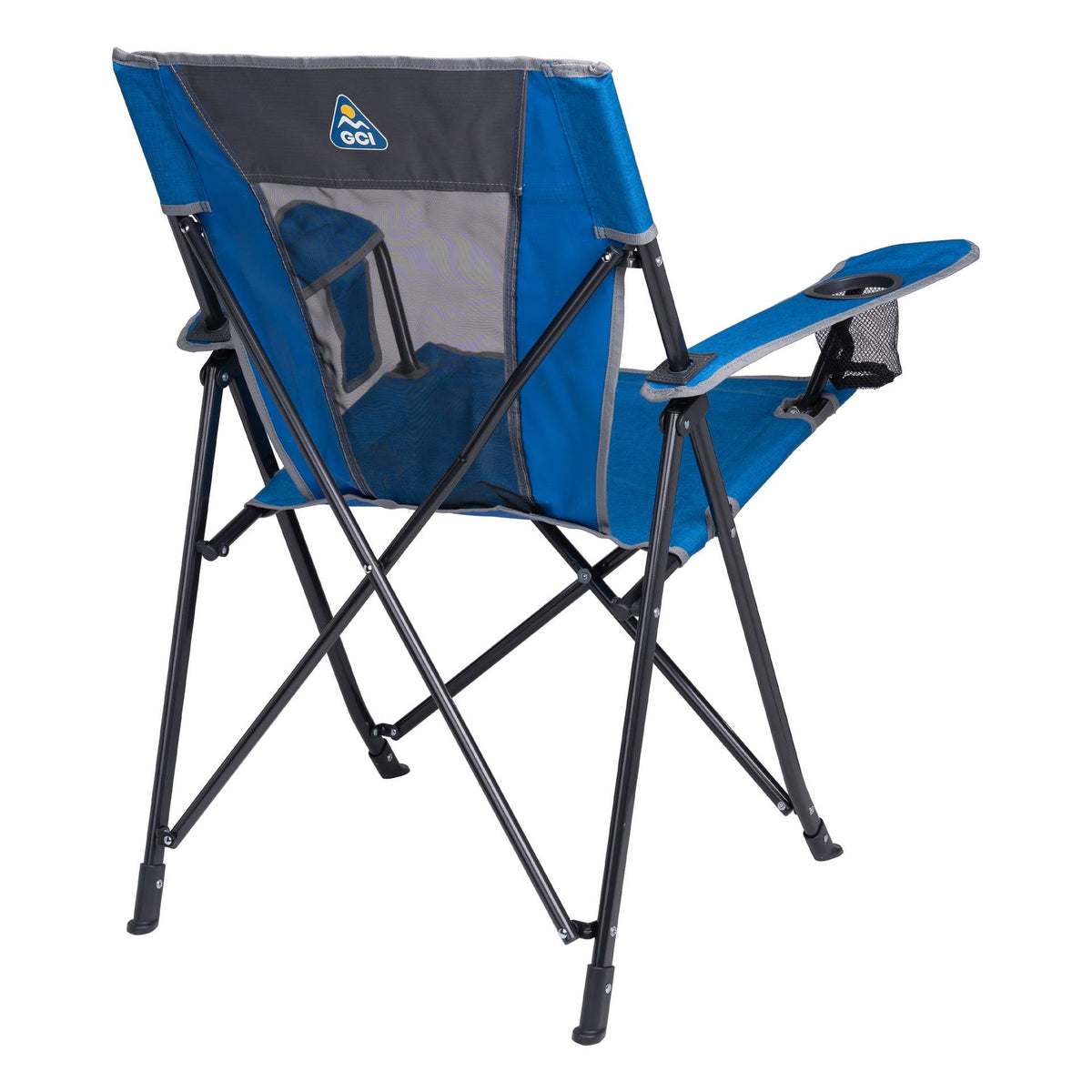 GCI Outdoor Comfort Quad Lightweight Folding Camping Chair with Carry Bag, Heathered Royal