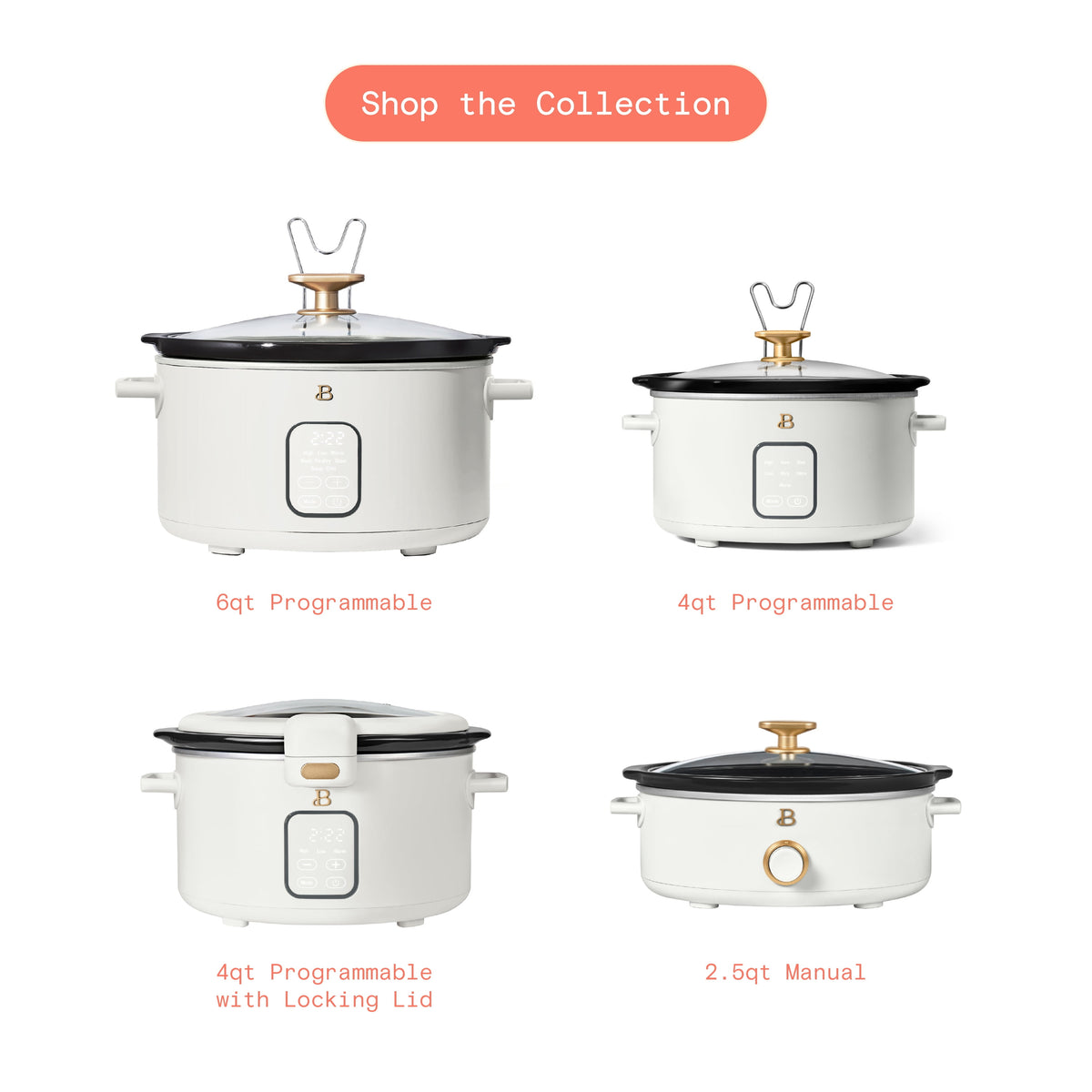 Beautiful 6 Qt Programmable Slow Cooker, White Icing by Drew Barrymore