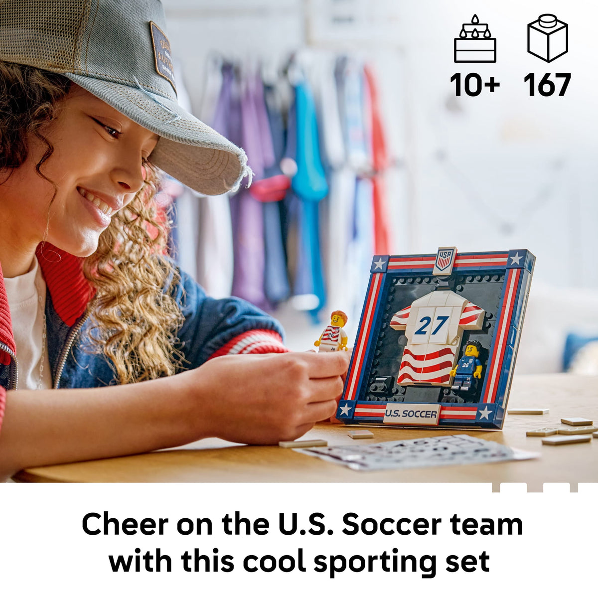 LEGO Editions 2026 U.S. Soccer National Team Jersey - Building Set for Boys & Girls, Ages 10+ - Birthday Gift - Bedroom or Shelf Decor for Sports Fans - 43033