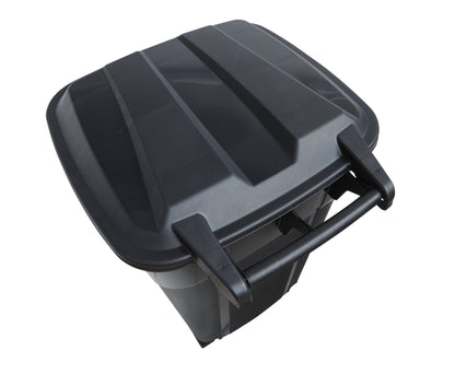 Hyper Tough 32 Gallon Wheeled Plastic Garbage Can with Attached Lid, Black