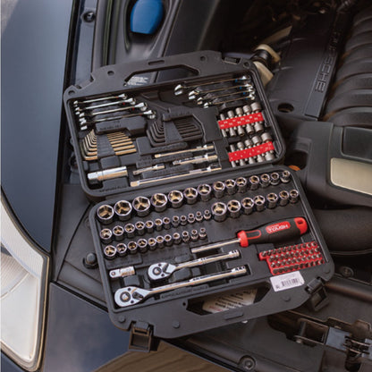 Hyper Tough 145-Piece Mechanics Tool Set, 1/4, 3/8 & 1/2-inch Drive (SAE & mm)