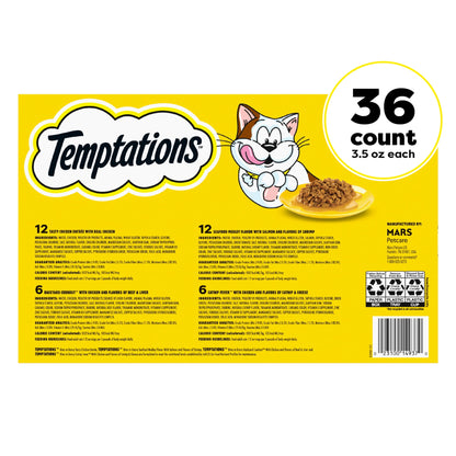 Temptations Bites in Gravy Variety Pack Adult Wet Cat Food, 3.5 oz Trays, 36 pk