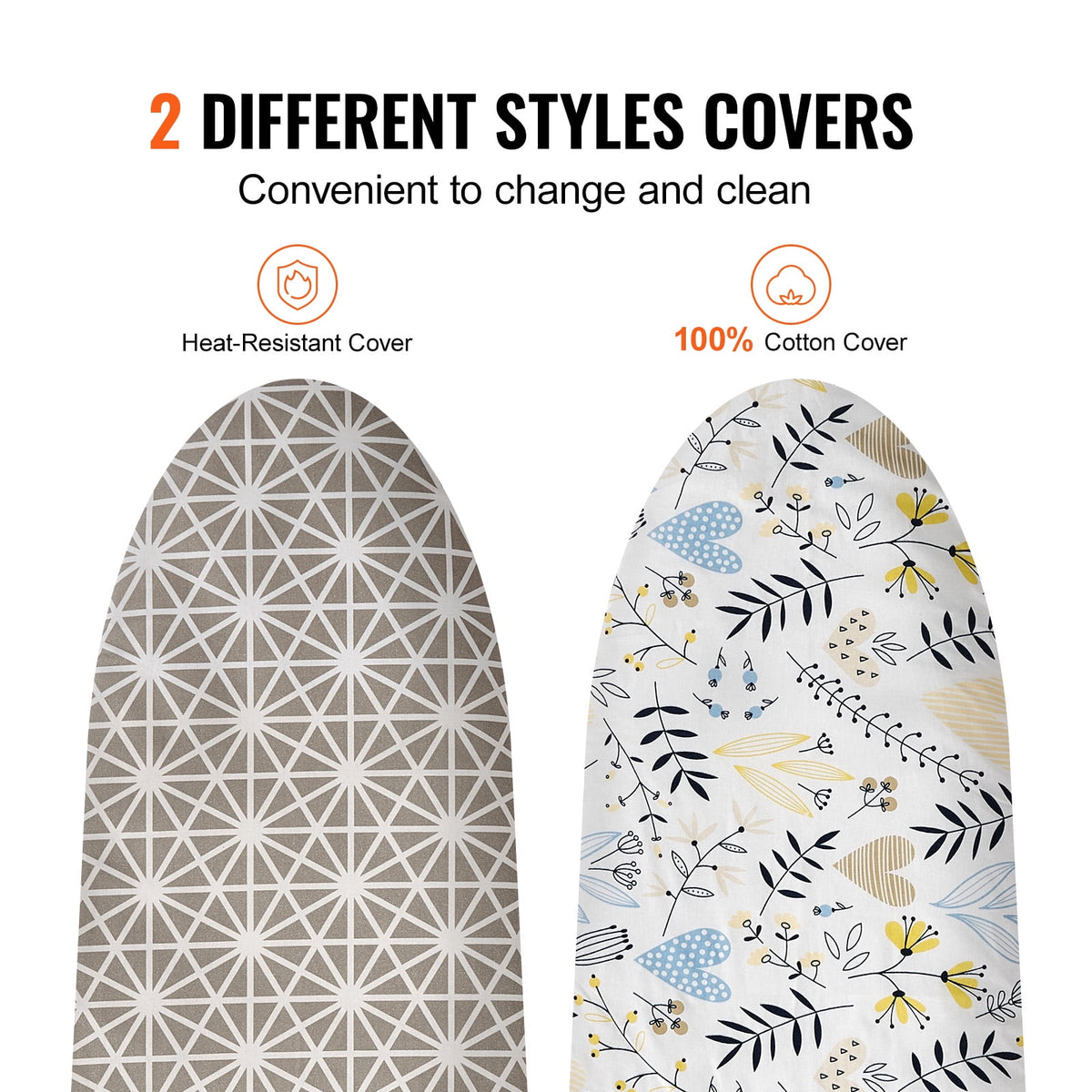 KFFKFF 51 x 13 Ironing Board, 4 Layer Thick & 7 Height Adjustable, Ironing Board with Heat Resistance Cover for Laundry