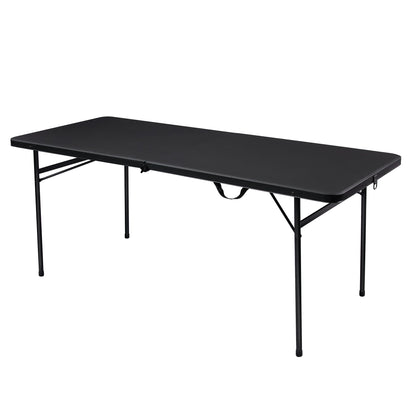 Mainstays 6 ft Rectangle Centerfold Folding Table, Black