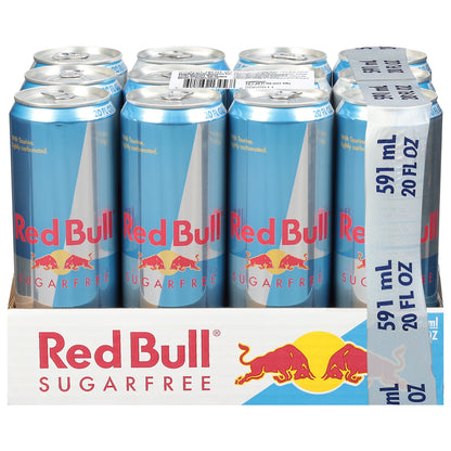 Red Bull Sugarfree Energy Drink, 20 fl. oz., Pack of 12 Cans, 189mg Caffeine, Taurine & B Vitamins