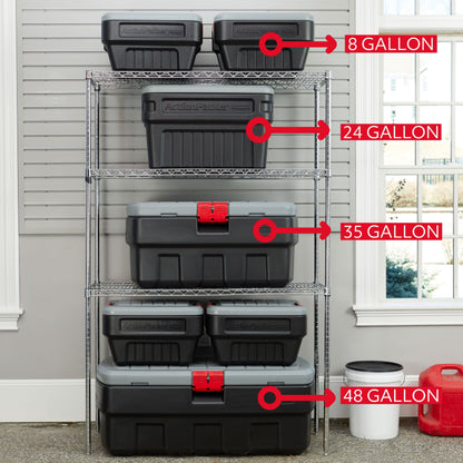 Rubbermaid 24 Gallon Action Packer Storage Bin, Heavy Duty Plastic, Lockable, Black, Included Lid