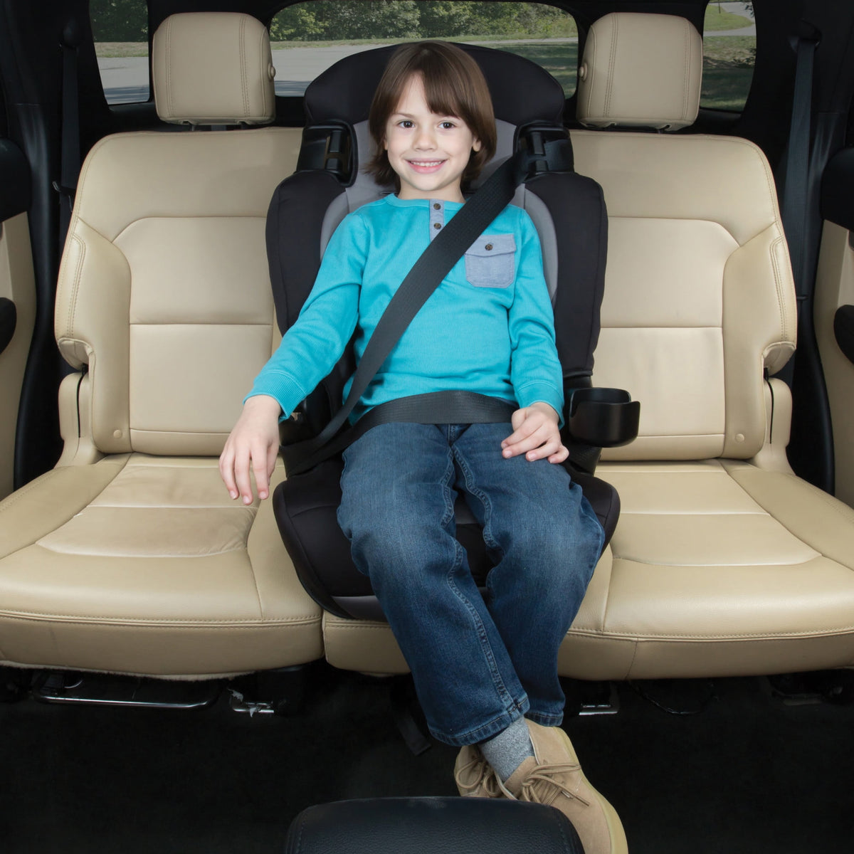 Cosco Kids Finale 2-in-1 Toddler Booster Car Seat, Fiberwave II, Black/Grey, Harness Booster Car Seat
