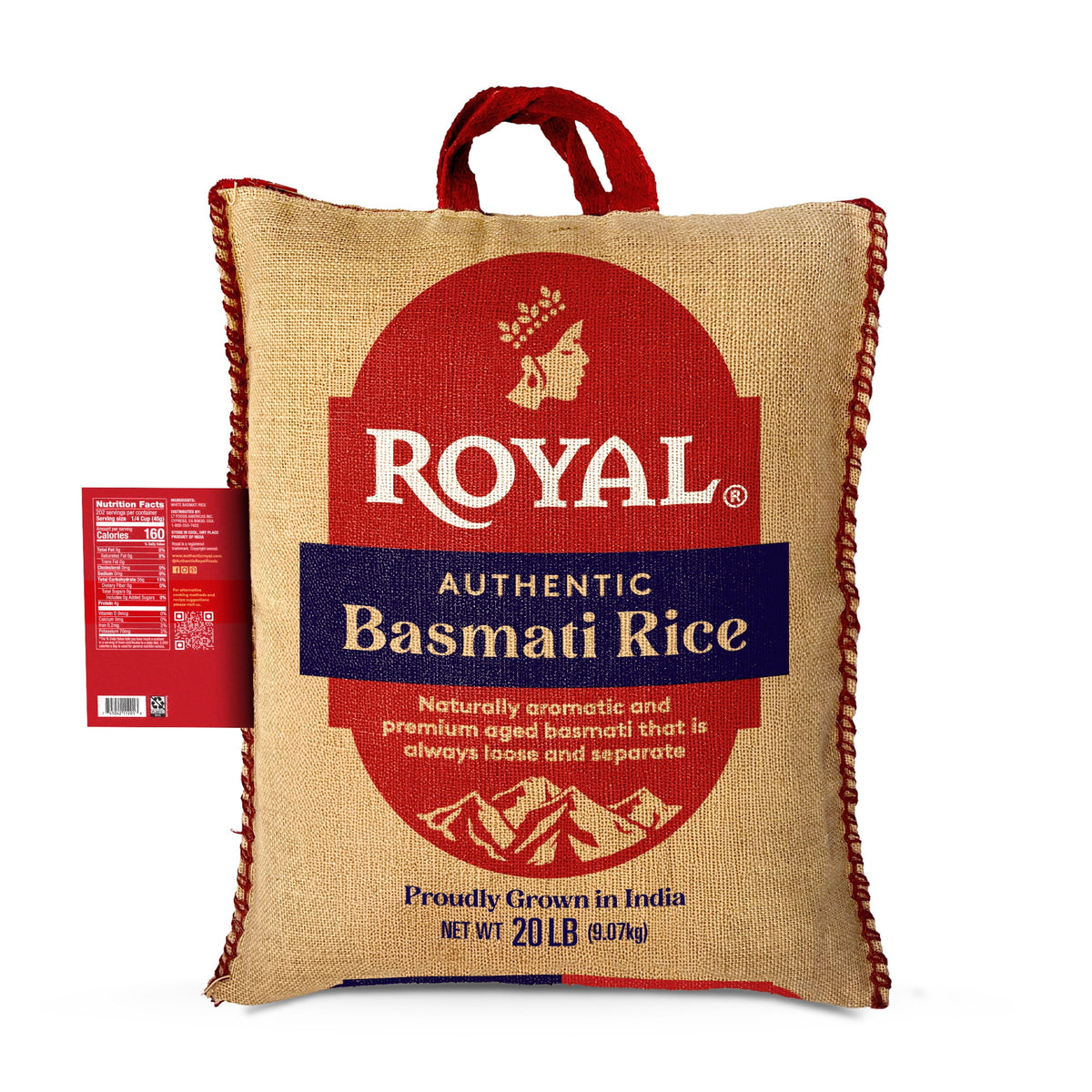 Authentic Royal Naturally Aged Indian White Basmati Rice, Long-Grain, Gluten-free - 20 lb. Bag
