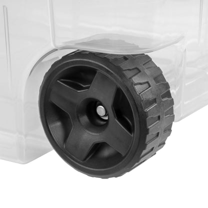 Sterilite Extra-Large Rugged Wheeled Storage Bin, 160 Quart Durable Clear Storage Container with Latching Lid and Pull Handle, Dark Gray, 2 Pack