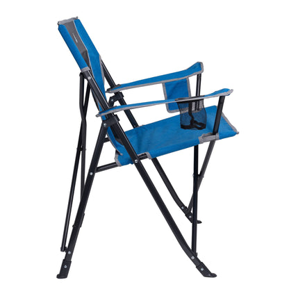 GCI Outdoor Comfort Quad Lightweight Folding Camping Chair with Carry Bag, Heathered Royal