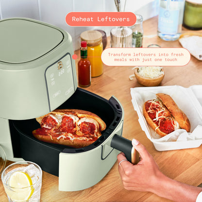 Beautiful 3 Qt Air Fryer with TurboCrisp Technology, EverGood Ceramic Nonstick Coating, Sage Green by Drew Barrymore