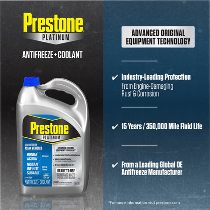 (2 pack) Prestone Platinum Asian Blue Antifreeze + Coolant, Ready-to-Use, Prediluted 50/50, 1 Gallon