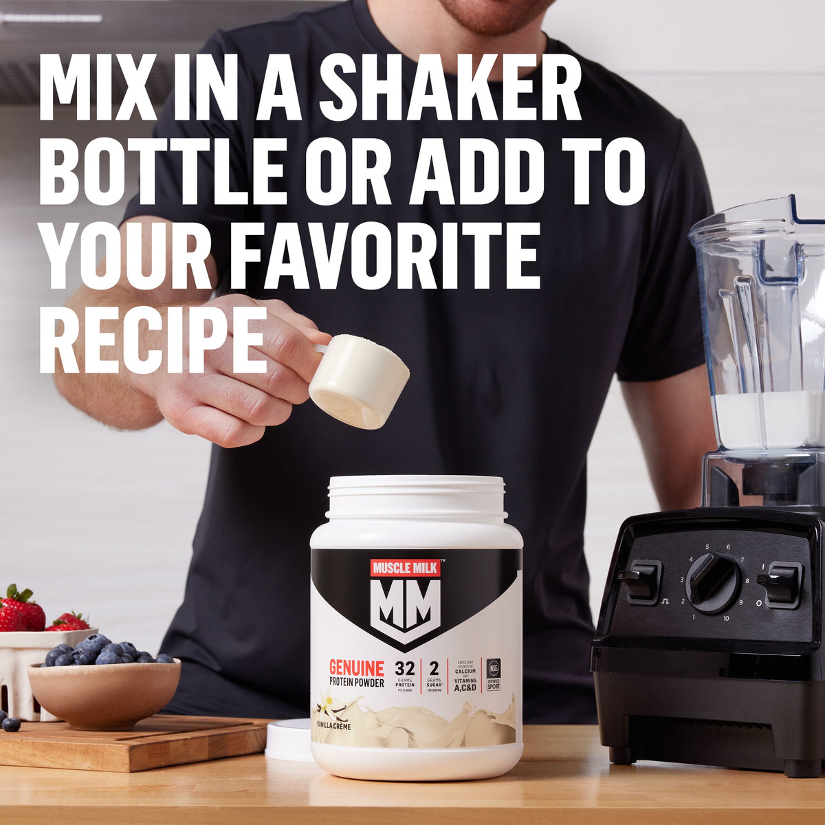 Muscle Milk Genuine Protein Powder, Vanilla, 32g Protein, 1.9lb, 30.9oz