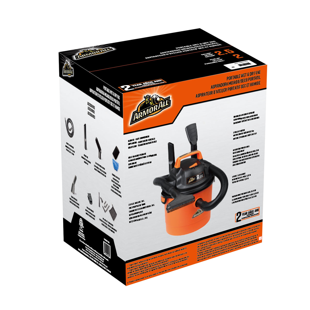 Armor All 2.5 Gallon 2 Peak HP Wet Dry Vacuum,VOM205P 0901