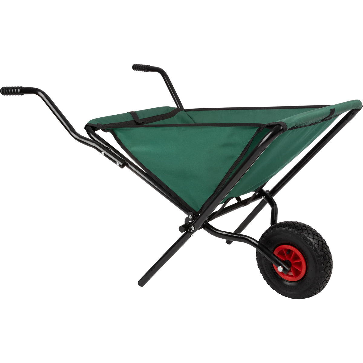 Pure Garden Folding Wheelbarrow with 80lb Capacity and Storage Pouches