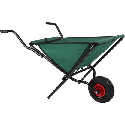 Pure Garden Folding Wheelbarrow with 80lb Capacity and Storage Pouches