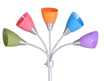 Mainstays 5-Light Multi-Color Floor Lamp, Silver Finish