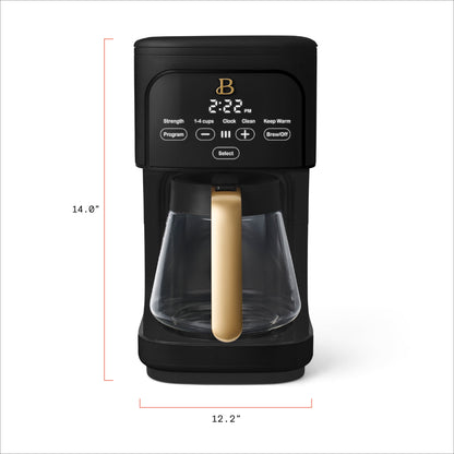 Beautiful by Drew Barrymore 12-Cup Programmable Coffee Maker, Black Sesame