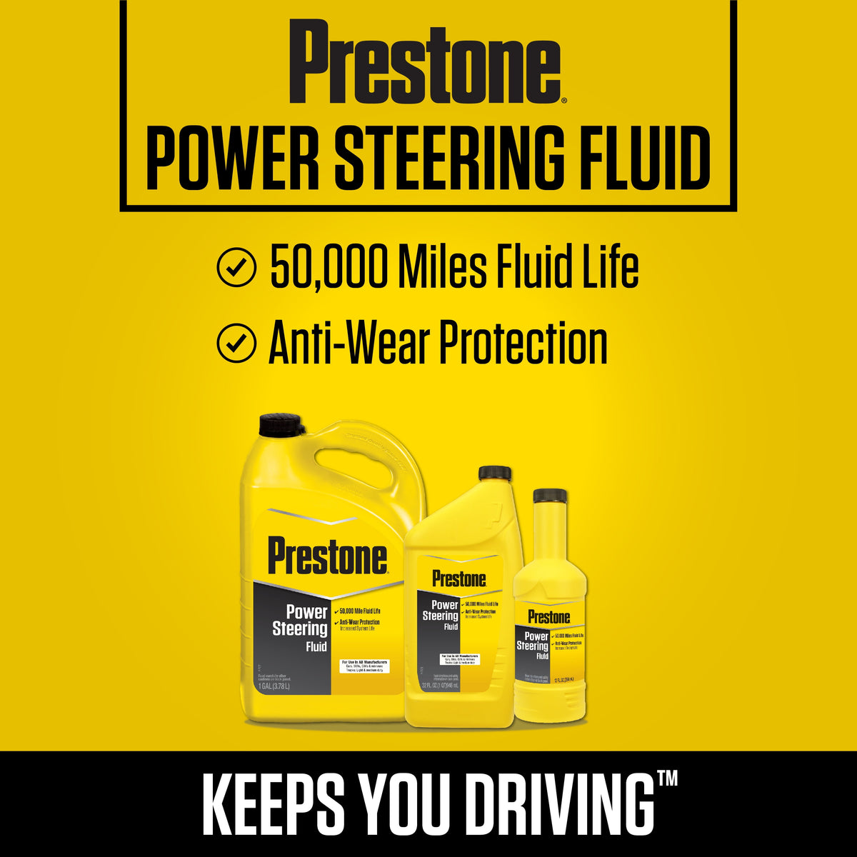 (2 pack) Prestone Universal Power Steering Fluid for Cars and Trucks - 1 gal - Anti-Wear, 50,000 mile