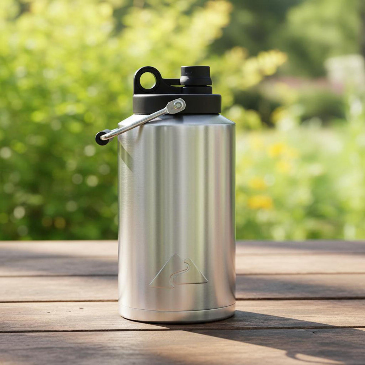 Ozark Trail 1 Gallon 128 Oz Stainless Steel Vacuum Insulated Water Jug with Handle, Flip Spout, Silver