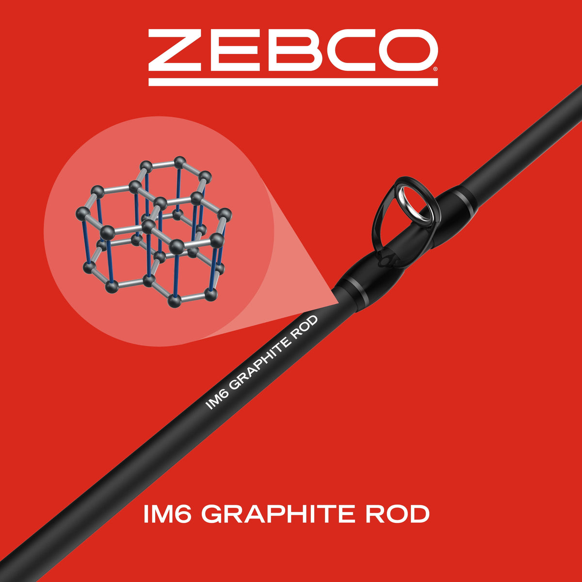 Zebco 33 Cork Handle Spincast Reel and IM6 Graphite Fishing Rod Combo, 6ft 6in 2-piece, Black