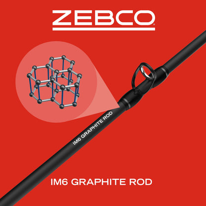 Zebco 33 Cork Handle Spincast Reel and IM6 Graphite Fishing Rod Combo, 6ft 6in 2-piece, Black