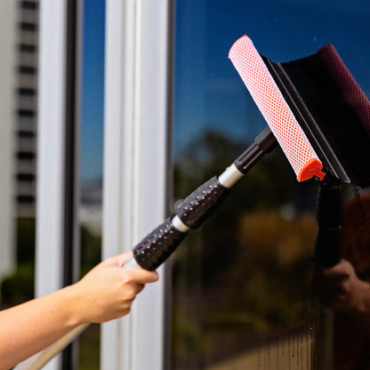 Libman Black and Red Telescopic Window Washer Squeegee and Sponge Combination Assembled Height 96"