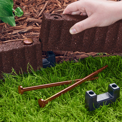 Expert Gardener 2' x 3" Red Recycled Rubber Garden Border Landscape Edging - 8 Pack