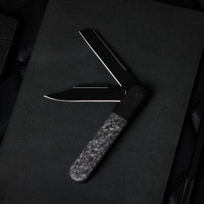Swiss Tech Barlow Double Bladed Pocket Knife, Trapper, AUS-8, Carbon Fiber Handle, Slip Joint
