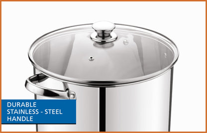 Mainstays Stainless Steel 20-Quart Stock Pot with Glass Lid