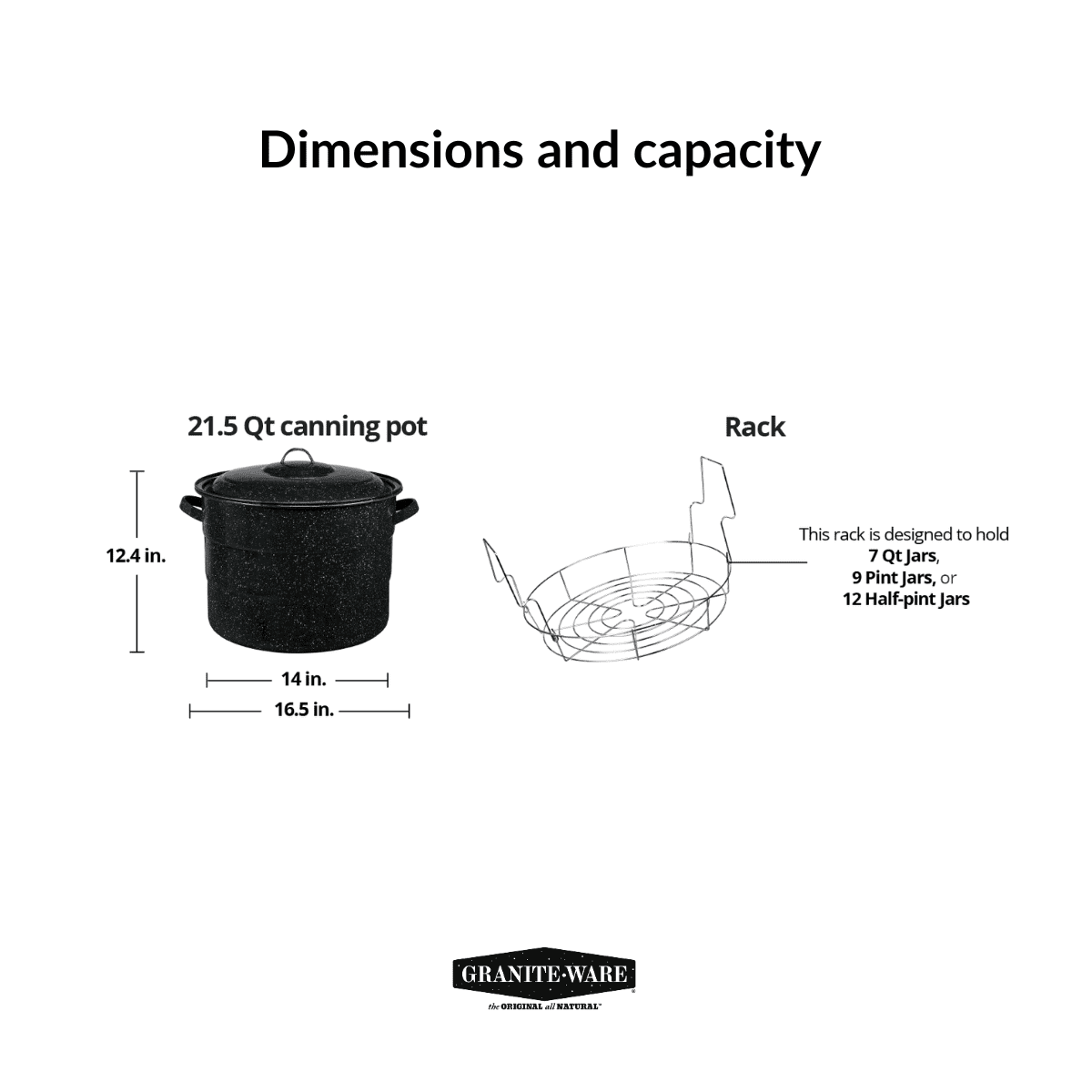 Granite Ware 21.5 Quart Water Bath Canner with Rack for Jam, Salsa and Pickles