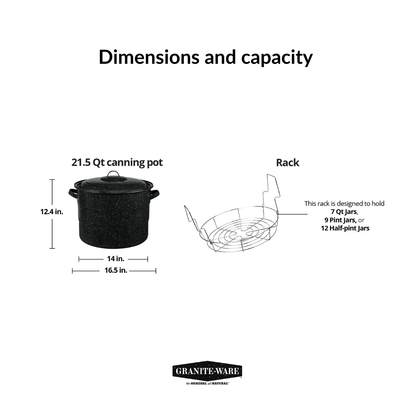 Granite Ware 21.5 Quart Water Bath Canner with Rack for Jam, Salsa and Pickles
