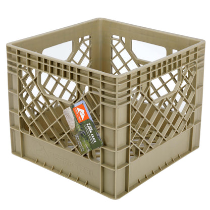 (2 pack) Ozark Trail Kayak Gear Storage Crate, Durable Plastic, 13 in x 13 in x 11 in, Tan