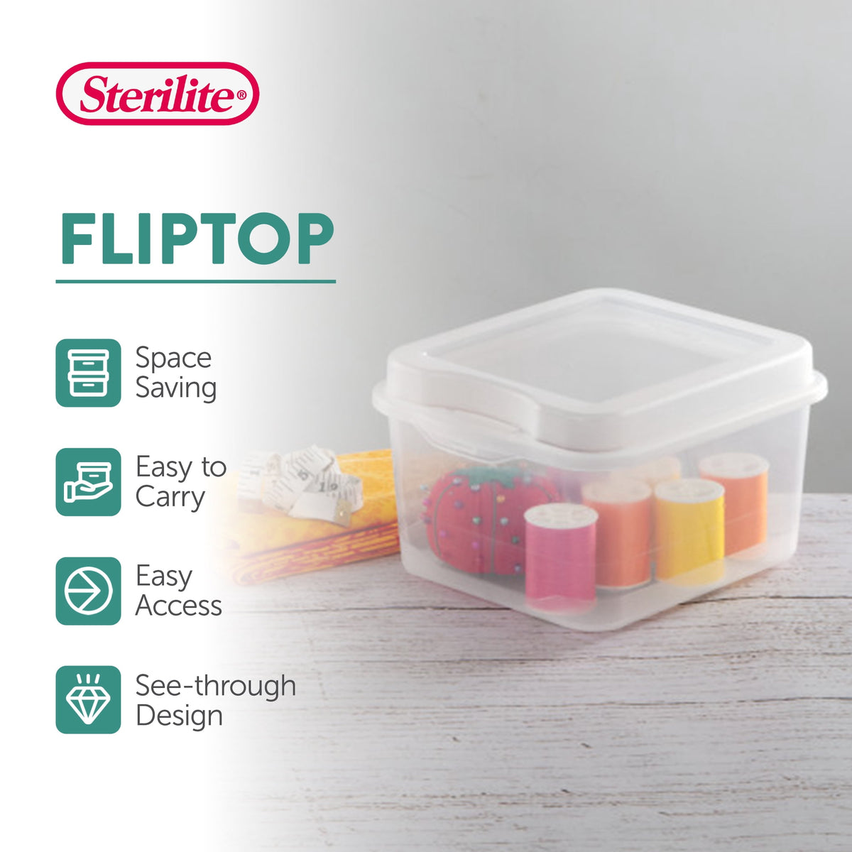 Sterilite Plastic FlipTop Storage Box Container with Latching Lid (12 Pack)