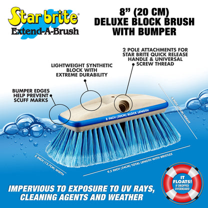 STAR BRITE Deluxe Telescoping Deck Brush Kit - Extends 3' - 6' - Extendable Aircraft-Grade Aluminum Handle, Soft or Medium Bristles, Floats if Dropped, Ergonomic Design, Multi-Surface Cleaning