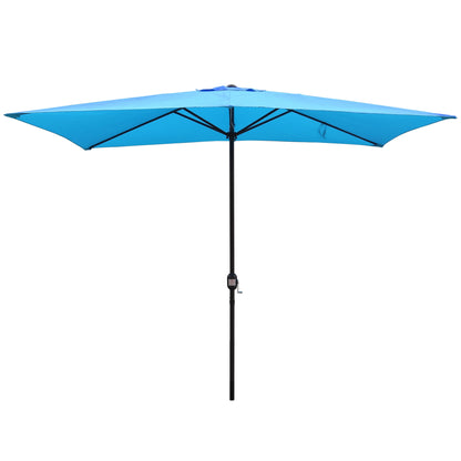 Abble 10x6.5ft Rectangular Patio Umbrella with Crank Handle, Outdoor Market Umbrella with 6 Sturdy Umbrella Ribs, Waterproof, Green