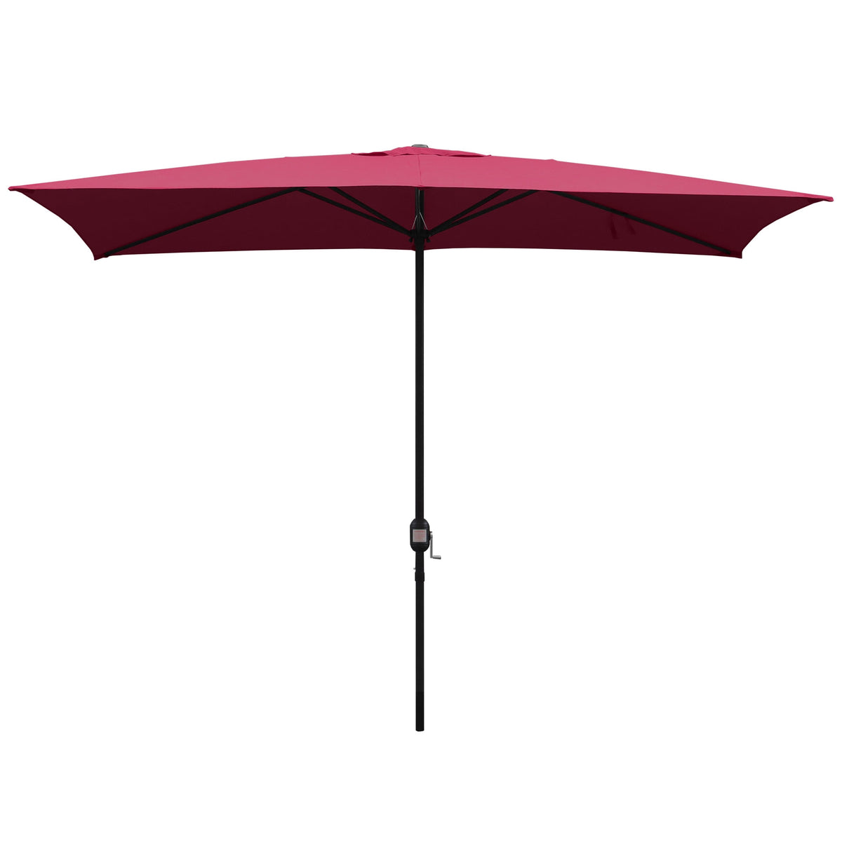 Abble 10x6.5ft Rectangular Patio Umbrella with Crank Handle, Outdoor Market Umbrella with 6 Sturdy Umbrella Ribs, Waterproof, Green