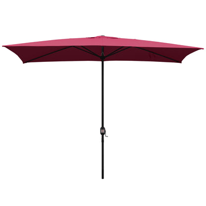 Abble 10x6.5ft Rectangular Patio Umbrella with Crank Handle, Outdoor Market Umbrella with 6 Sturdy Umbrella Ribs, Waterproof, Green