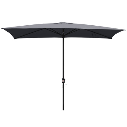 Abble 10x6.5ft Rectangular Patio Umbrella with Crank Handle, Outdoor Market Umbrella with 6 Sturdy Umbrella Ribs, Waterproof, Green