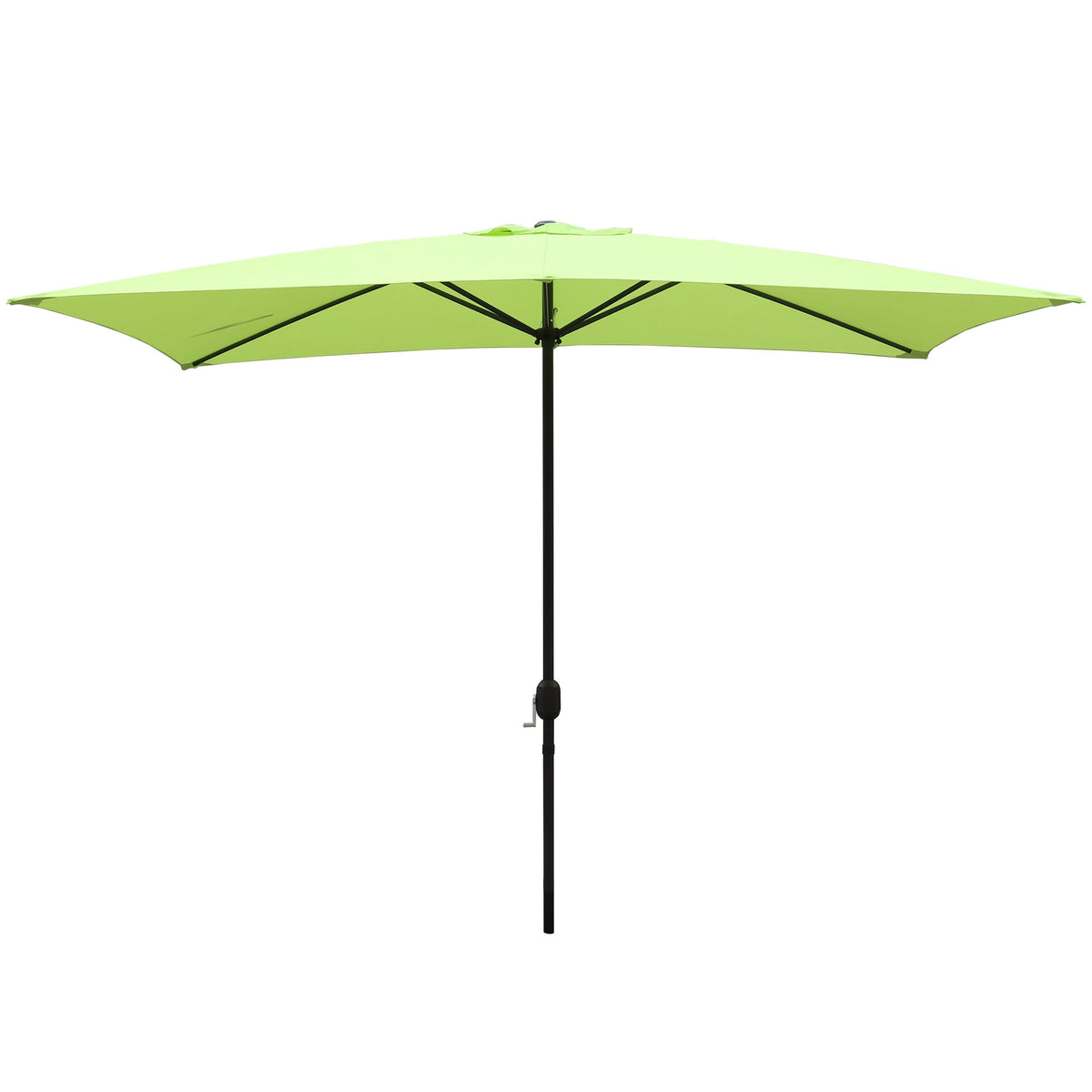Abble 10x6.5ft Rectangular Patio Umbrella with Crank Handle, Outdoor Market Umbrella with 6 Sturdy Umbrella Ribs, Waterproof, Green