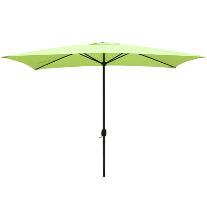 Abble 10x6.5ft Rectangular Patio Umbrella with Crank Handle, Outdoor Market Umbrella with 6 Sturdy Umbrella Ribs, Waterproof, Green